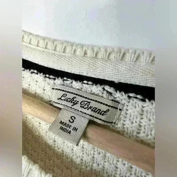 Lucky Brand Womens White Fringe Asymmetrical Western Boho Bohemian Sweater Small - Picture 6 of 10